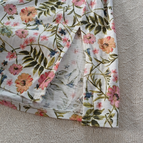 j.jill ♡ pima short sleeve v-neck tee shirt flowers floral - Picture 6 of 10